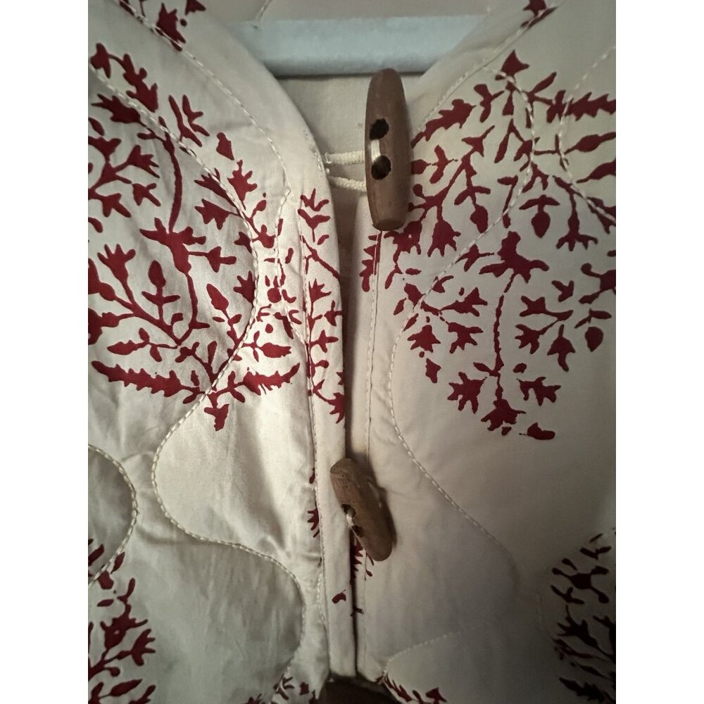 SONMER Cream /Wine Jacquard Print Quilted Poplin Cotton Jacket Sz M Retail $310 - Picture 3 of 8